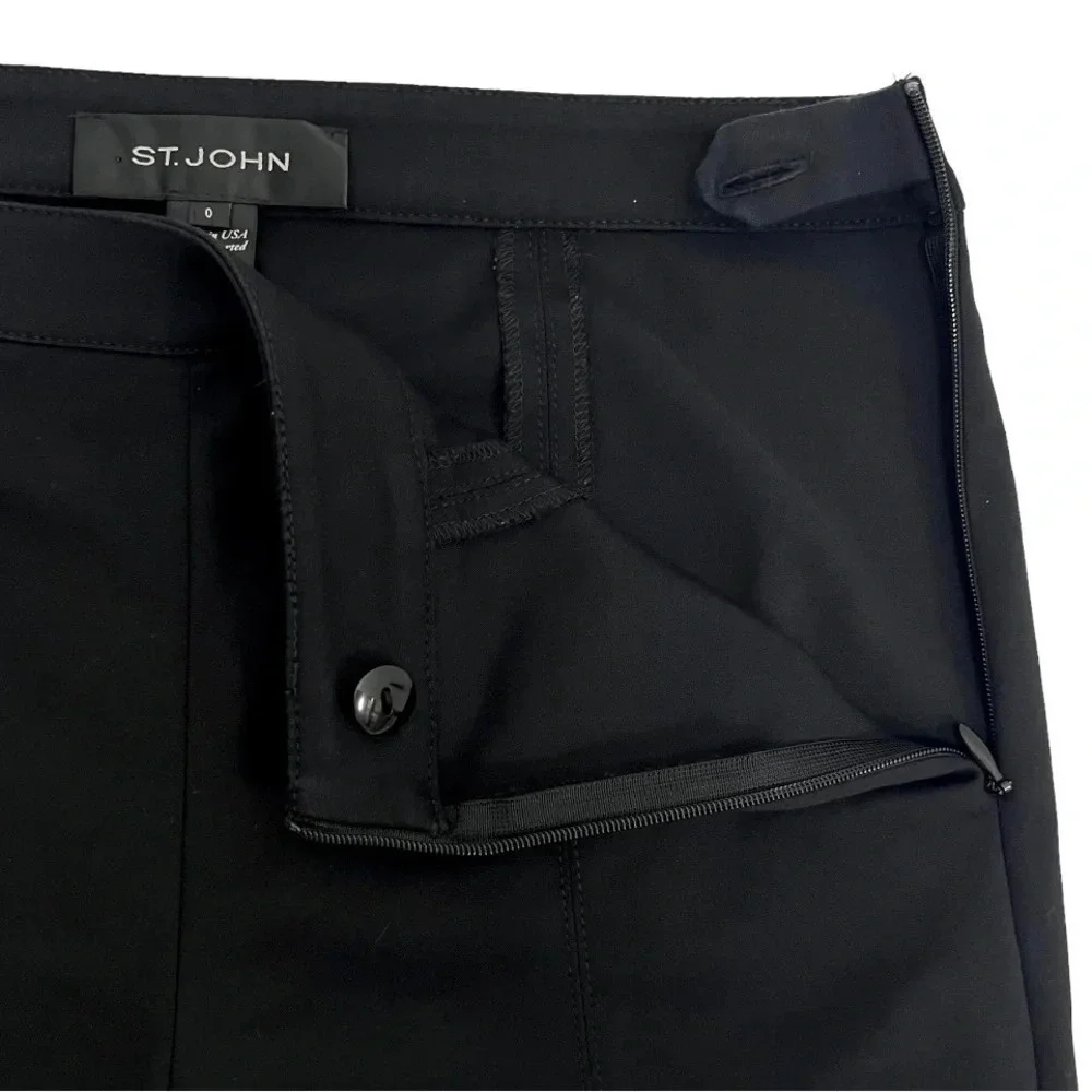 ST. JOHN COLLECTION Ankle Zip Pants Slim Fit Black High Waist Preppy Chic size 0 - Picture 9 of 11
